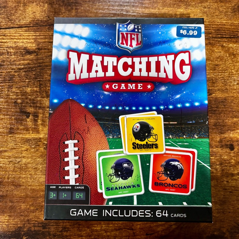 NFL Matching Cards Memory Game - New Condition